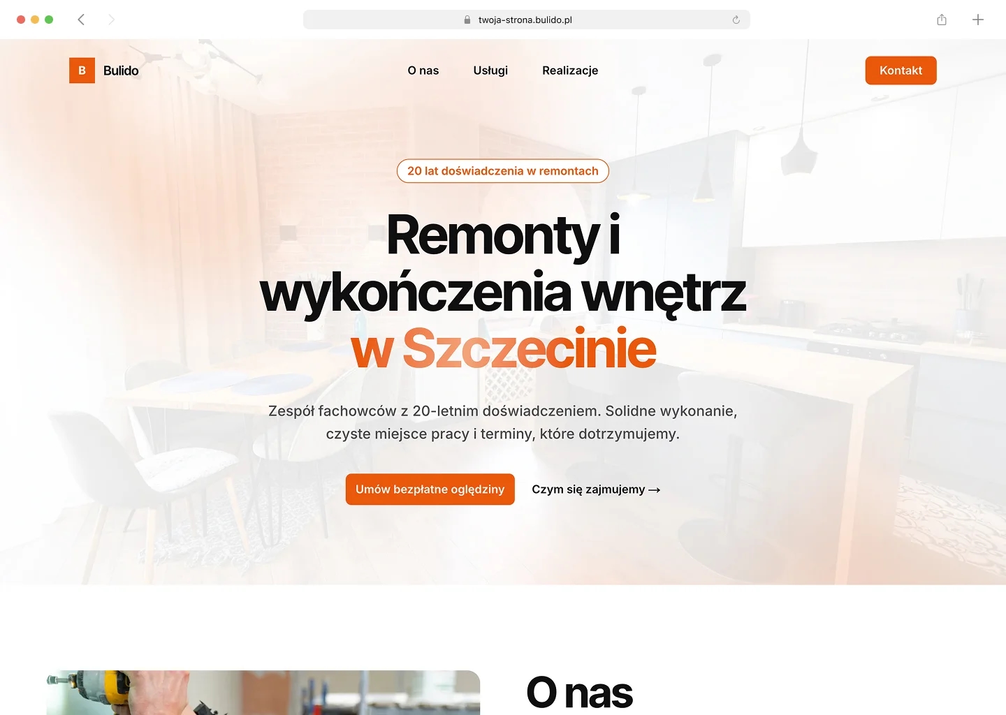 A company website generated in Bulido