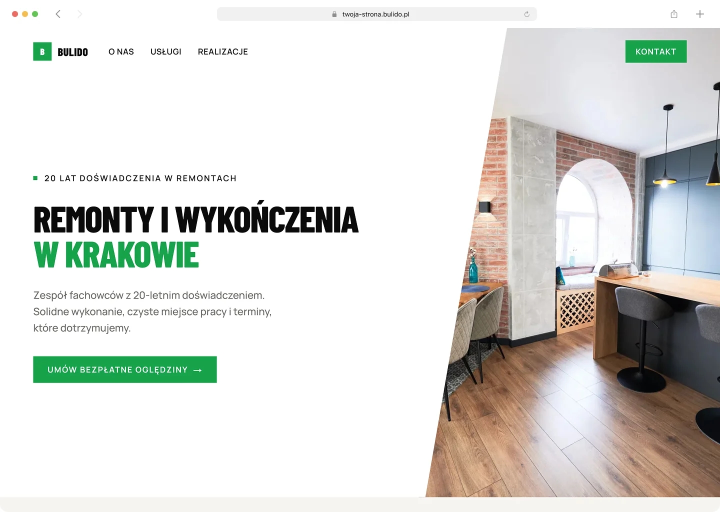 A company website generated in Bulido