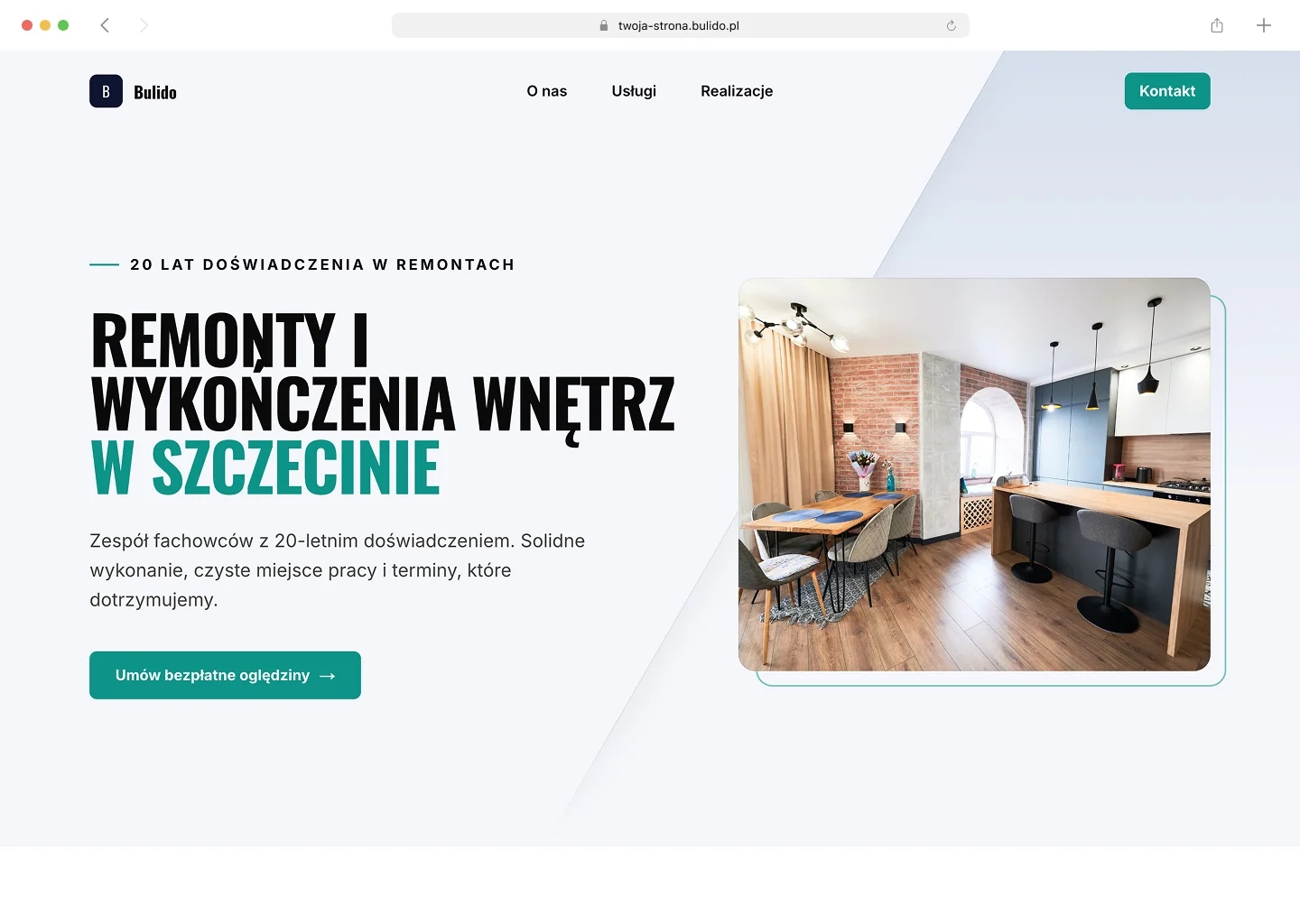 A company website generated in Bulido